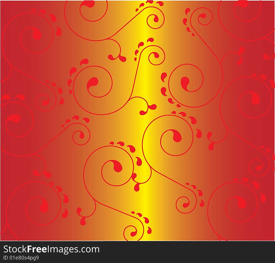 Spiral ornament on red background