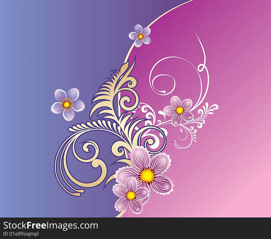 Golden floral background, beautiful ornamental background