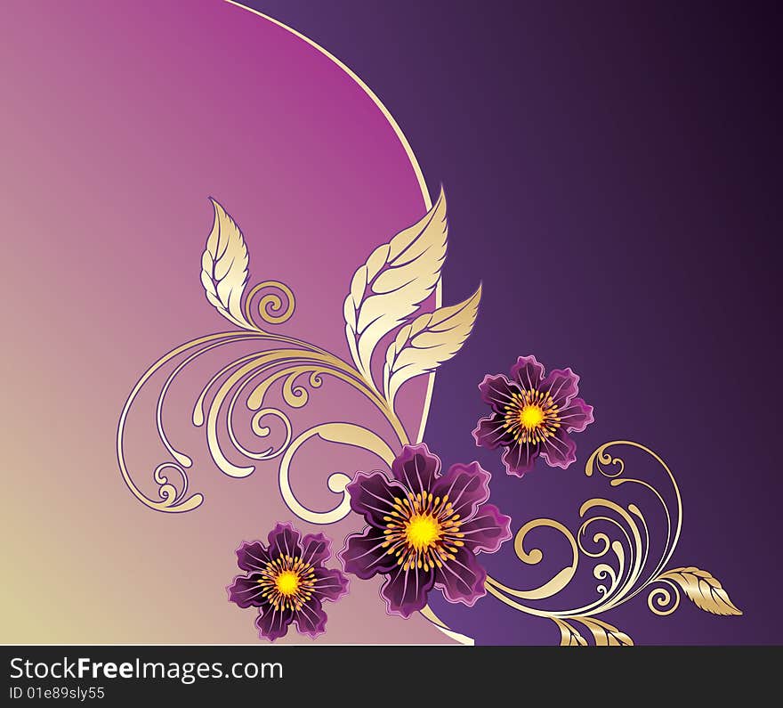 Golden Floral Background