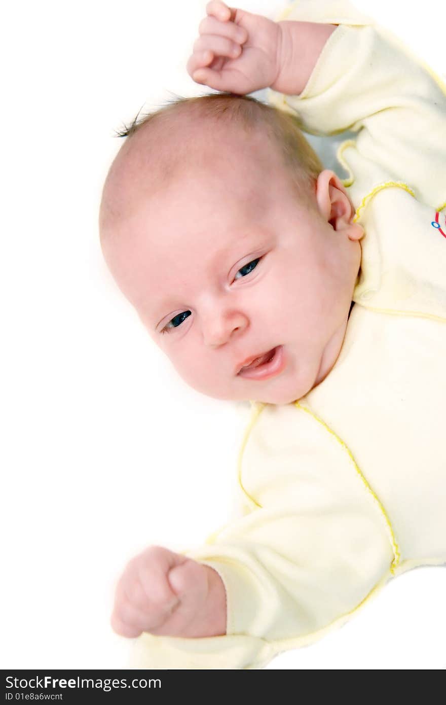 Baby portrait over white