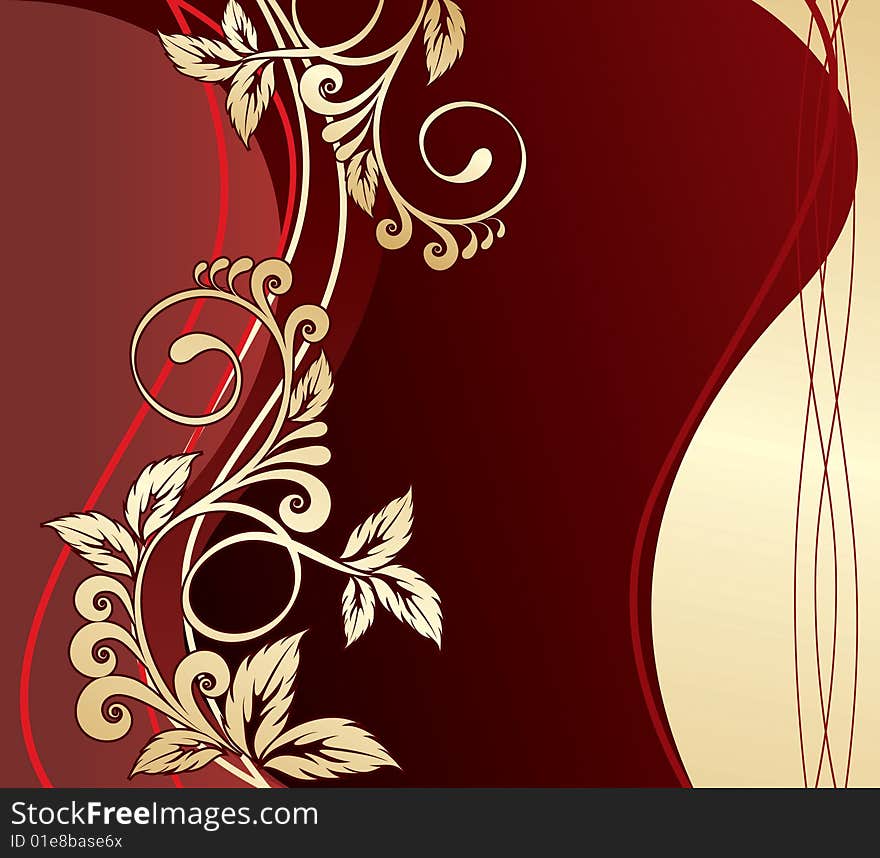 Golden floral background, beautiful ornamental background