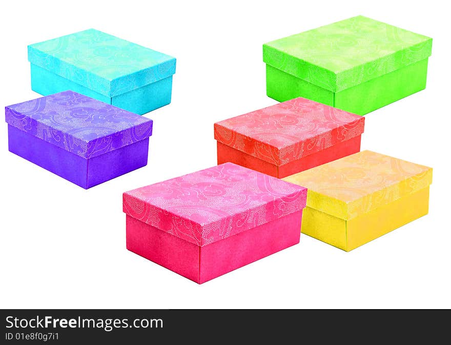 Shot of some colourful boxes on white