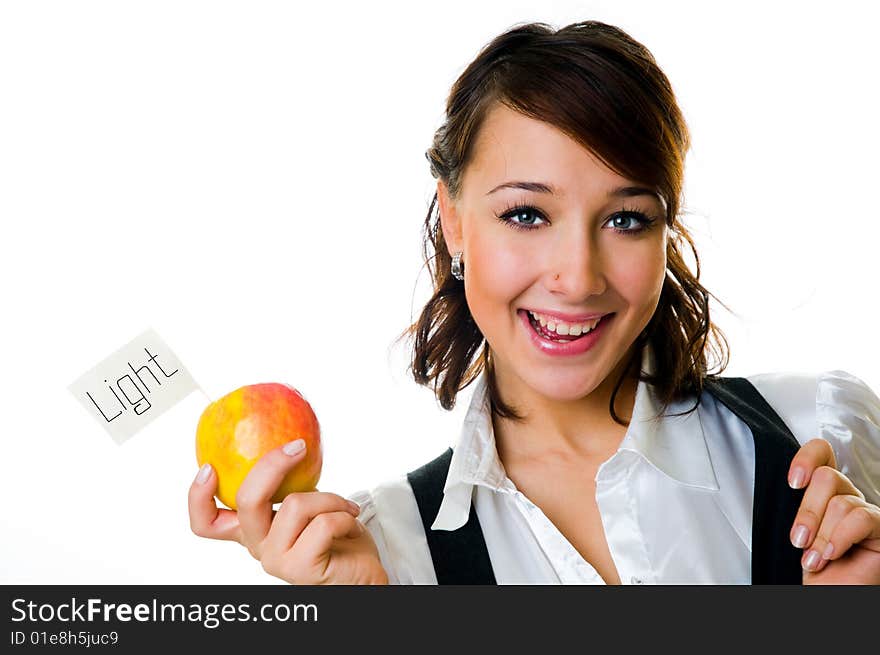 Smiling girl with apple