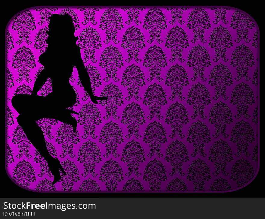 Floral pattern with woman silhouette