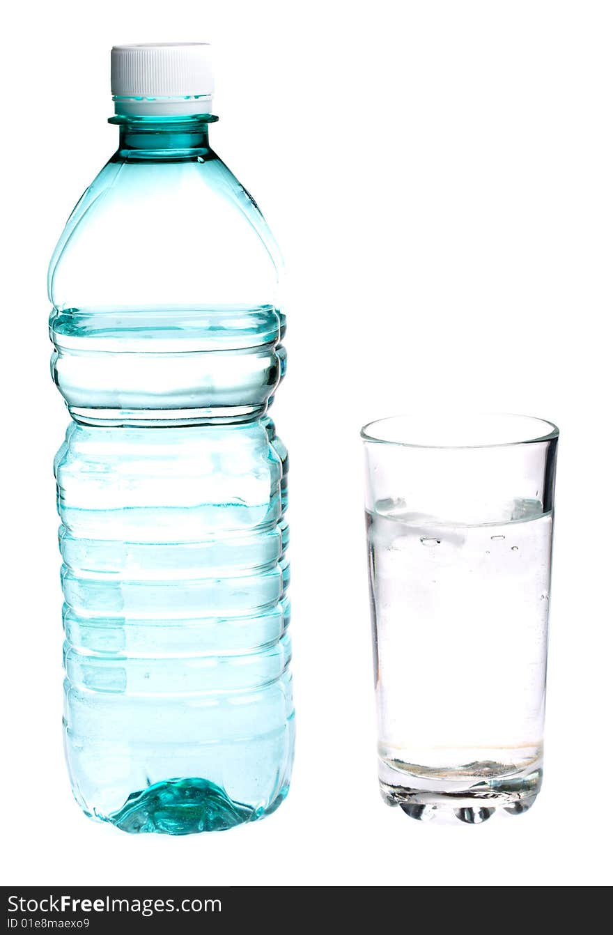 Bottle and glass with water