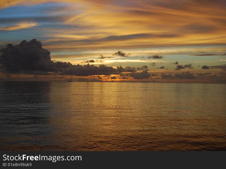 Colorful and charming sunset in the Indian ocean. Colorful and charming sunset in the Indian ocean.