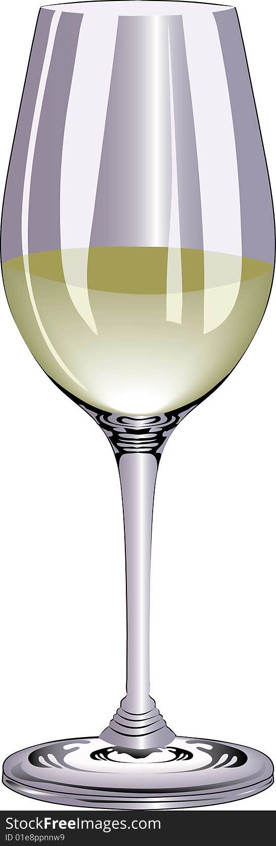 White wine and glass, vector