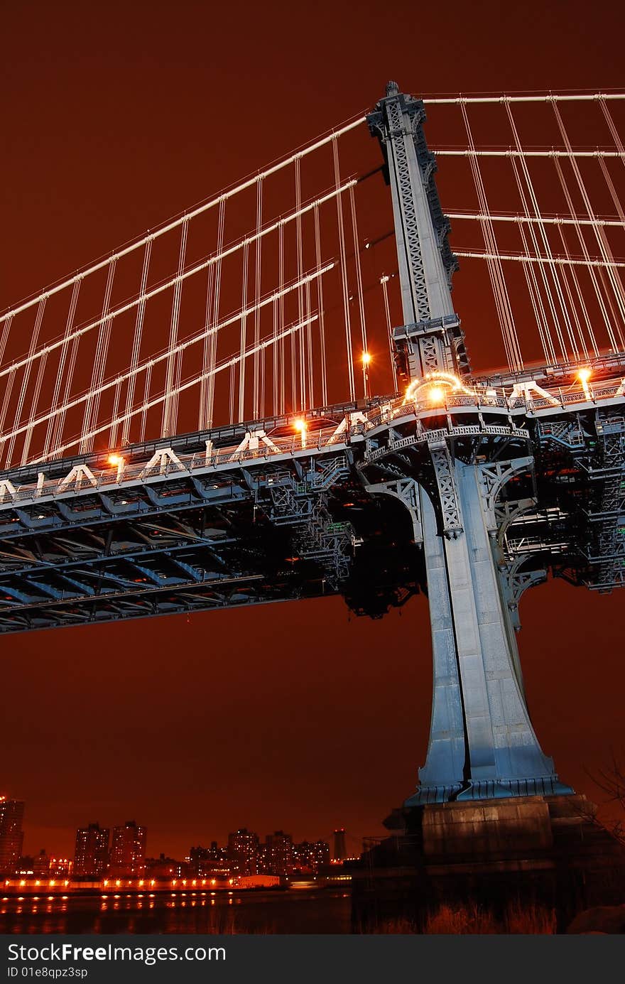 Manhattan Bridge At Night