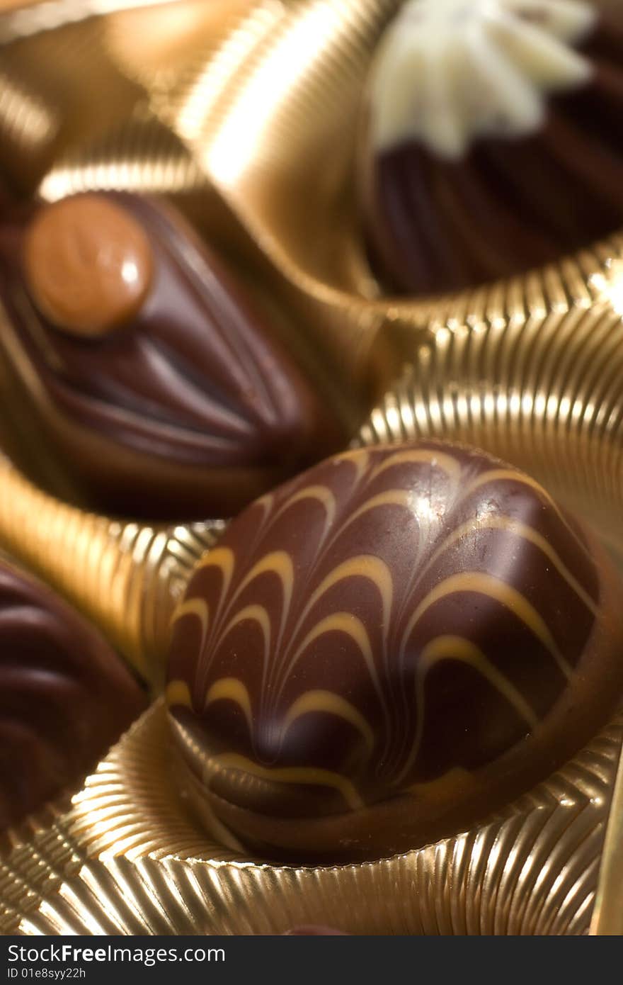 Close-up of Golden chocolates box. Close-up of Golden chocolates box