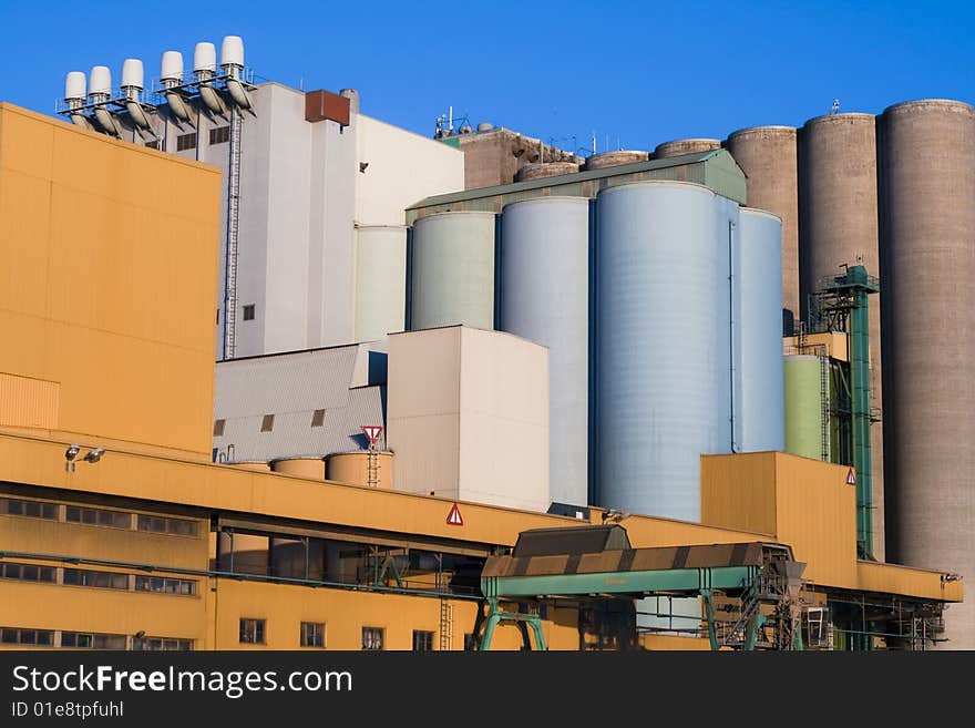 Big industrial buildings and silos