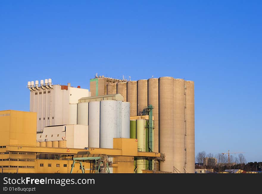 Big industrial buildings and silos