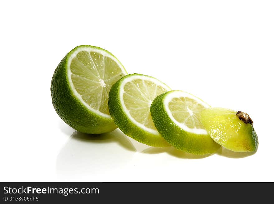 Green lime isolated on white background