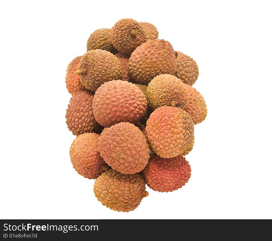 A lychee is a small oval fruit with the hide of red color