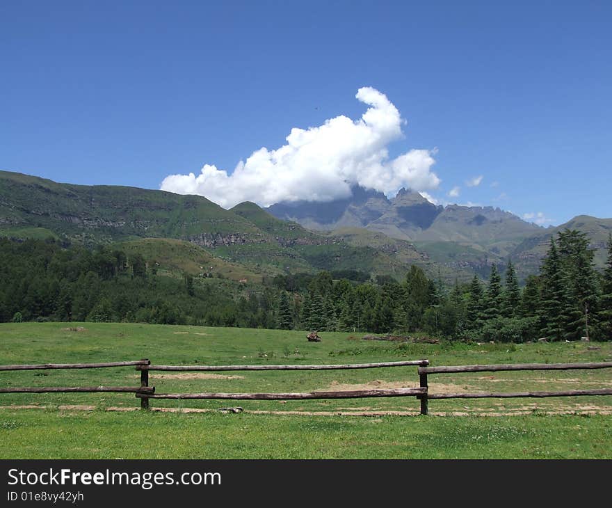 Cloud formation over the Drakensburg Mountains in South Africa. Cloud formation over the Drakensburg Mountains in South Africa