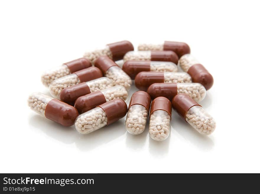 Pills on a white background