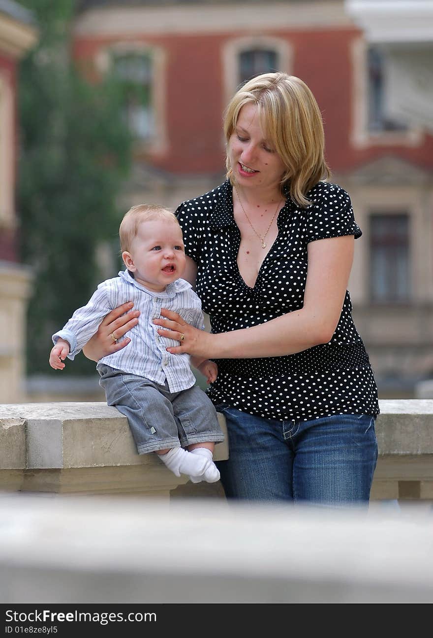 Mother and child in a park