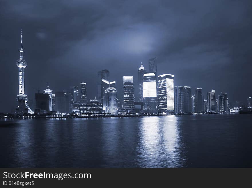 The night view of shanghai china. The night view of shanghai china.