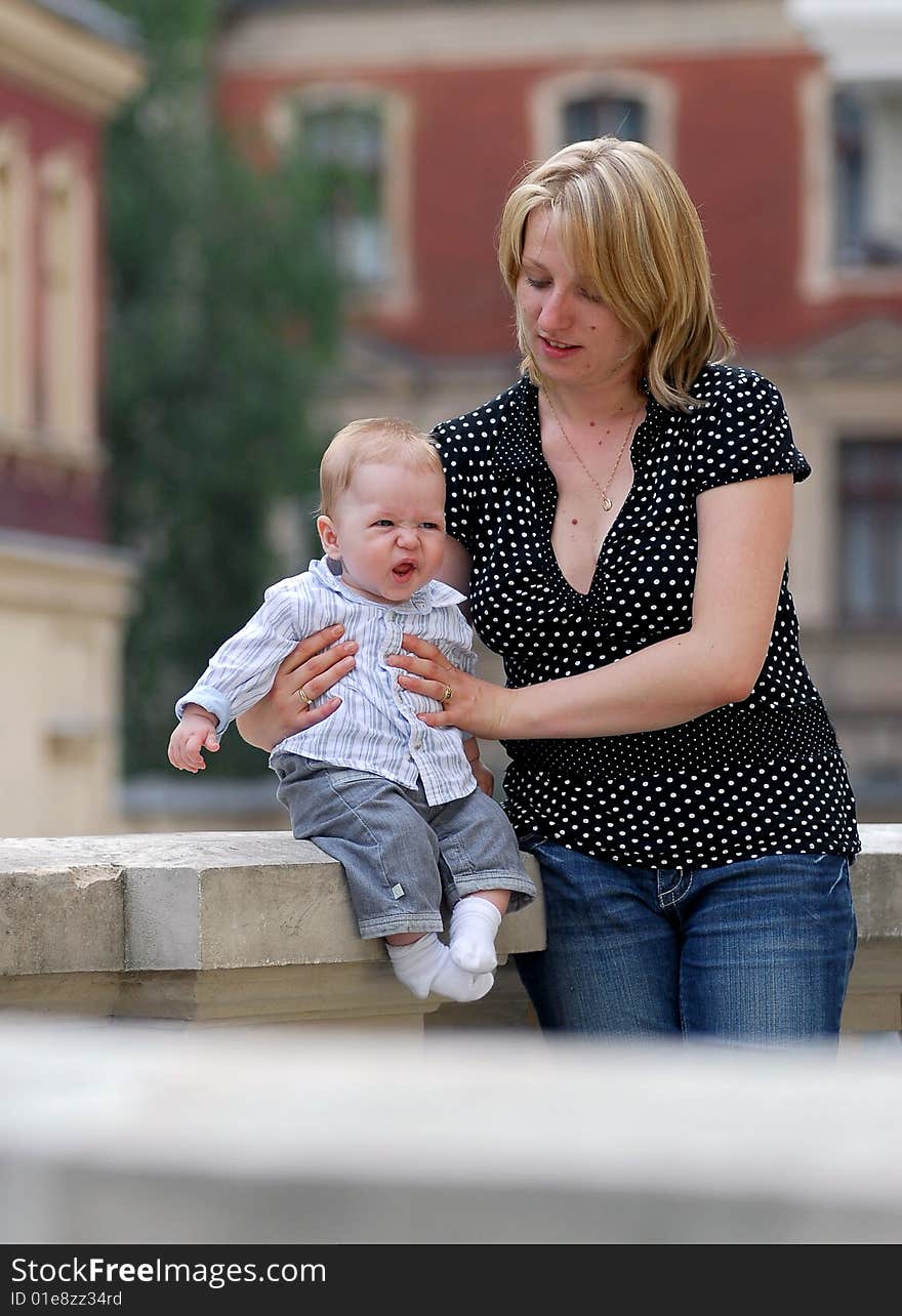 Mother and child in a park