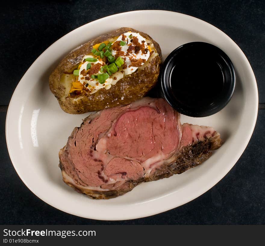 Steak and a baked potato