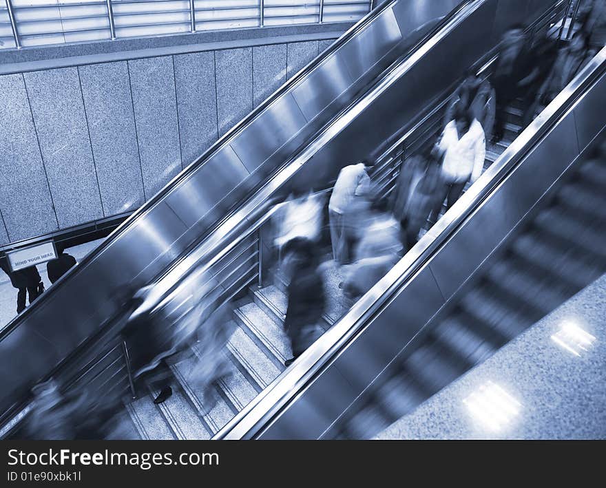 The escalator of a subway station.