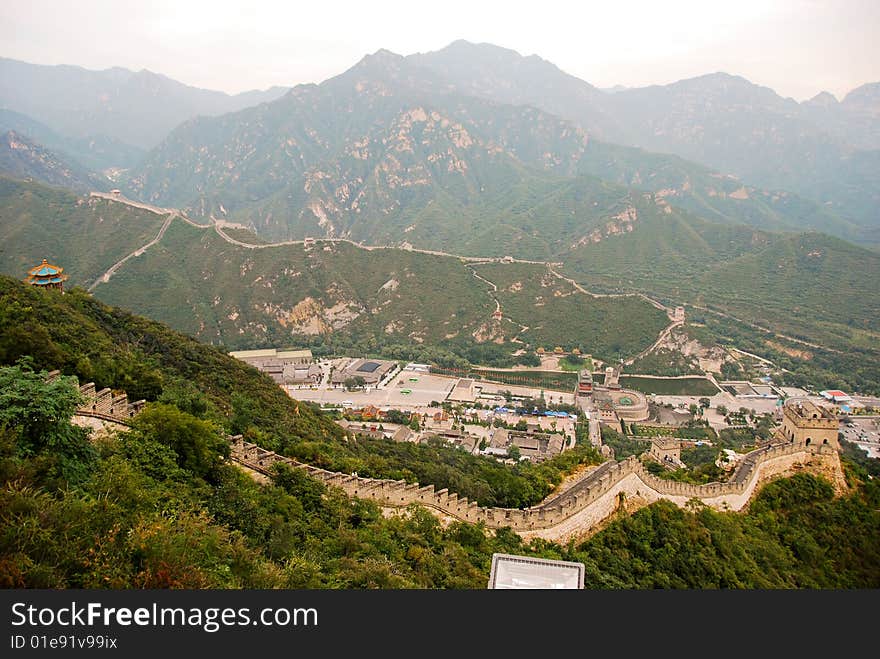 Great wall from china in the background. Great wall from china in the background