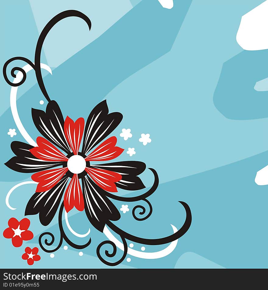 Red, black and white decorative flowers. Red, black and white decorative flowers