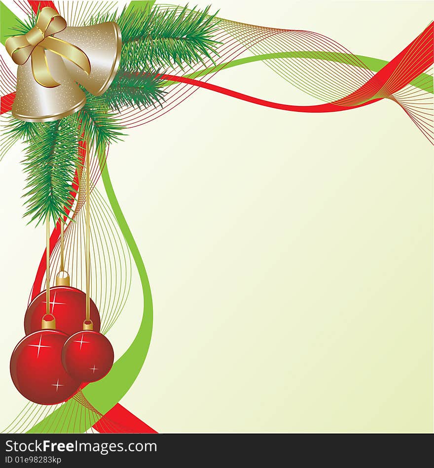 Christmas tree and ball, background vector