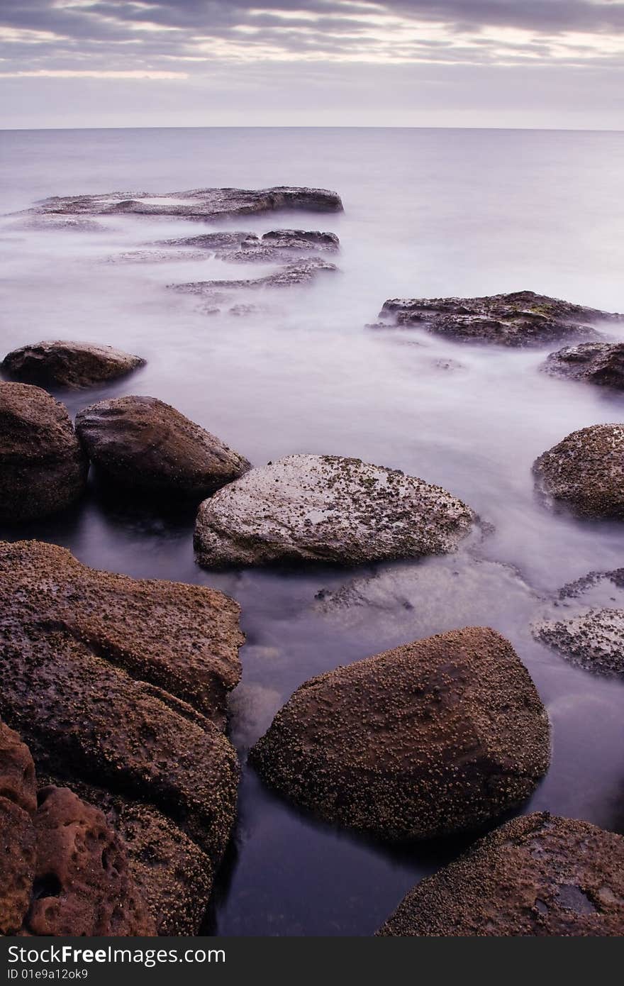 Ocean cove in th evening