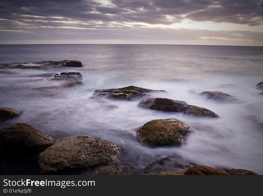 Ocean cove in th evening