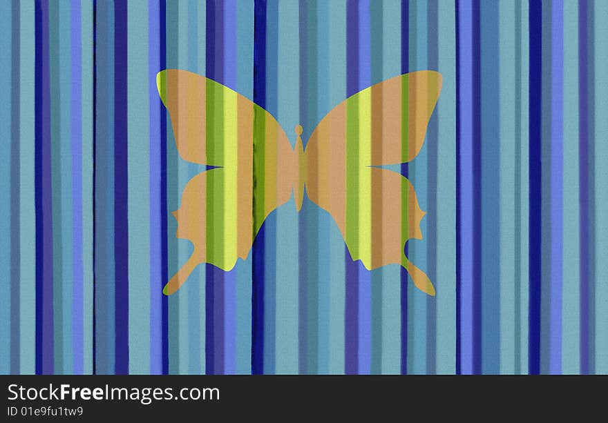 Blue Stripes with Butterfly