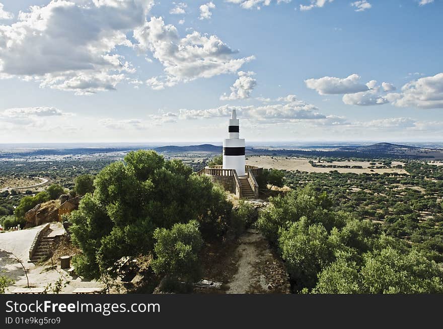 Triangulation station overlooking the plains of Alentejo, Portugal