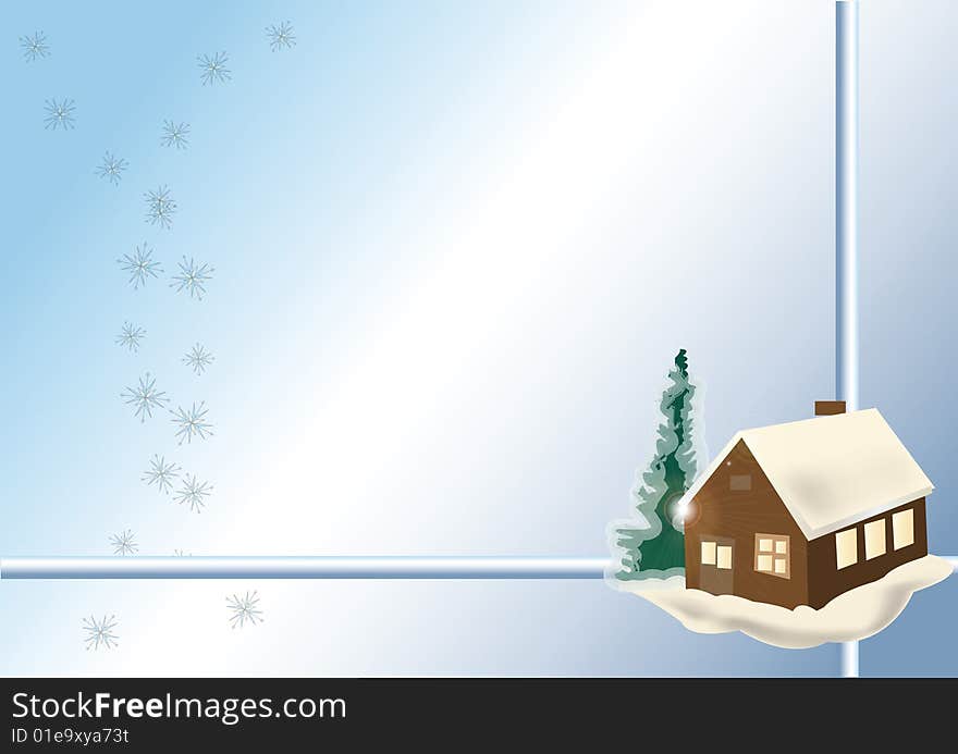 Vector illustration of an abstract house during a winter - perfect for postcards. Vector illustration of an abstract house during a winter - perfect for postcards