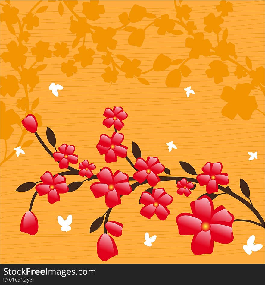 Branch of a plant, the Japanese style, background