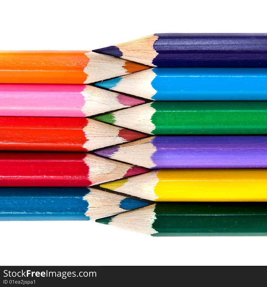 Photo of various color pencils. Teamwork concept. Photo of various color pencils. Teamwork concept