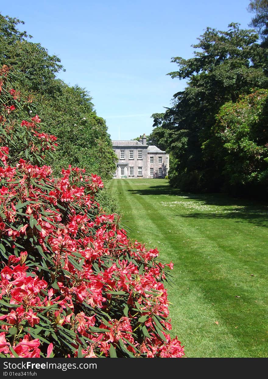 Trewithian Gardens and house in Cornwall England. Trewithian Gardens and house in Cornwall England