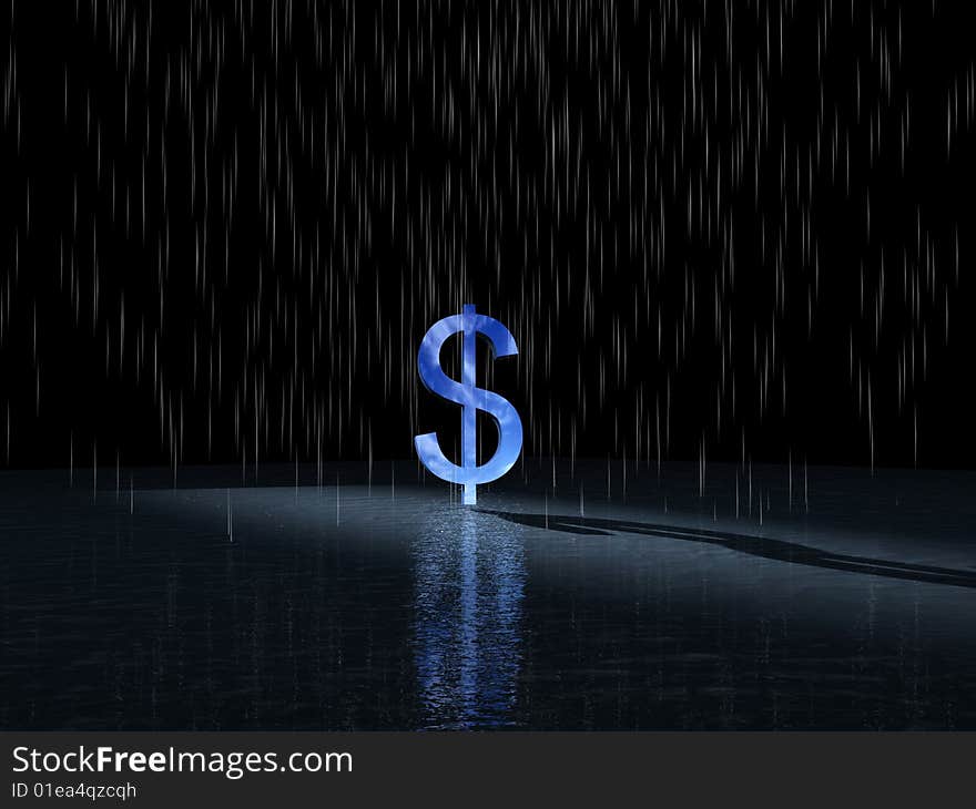 Dollar symbol isolated on black background. Dollar symbol isolated on black background