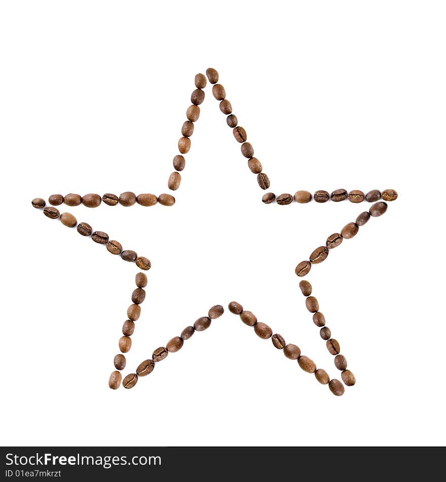 Star From Coffee Beans Isolated On White