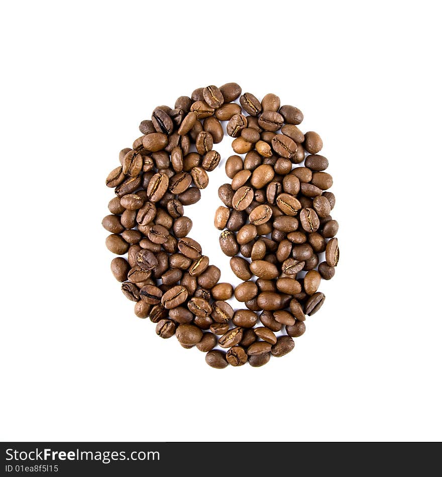 Coffee Bean From Beans Isolated On White