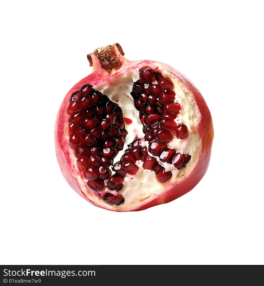 A beautiful picture of ripe pomegranate isolated on a white background