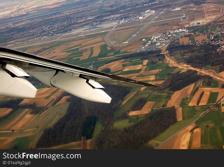 Wonderful view from an airplane in Switzerland