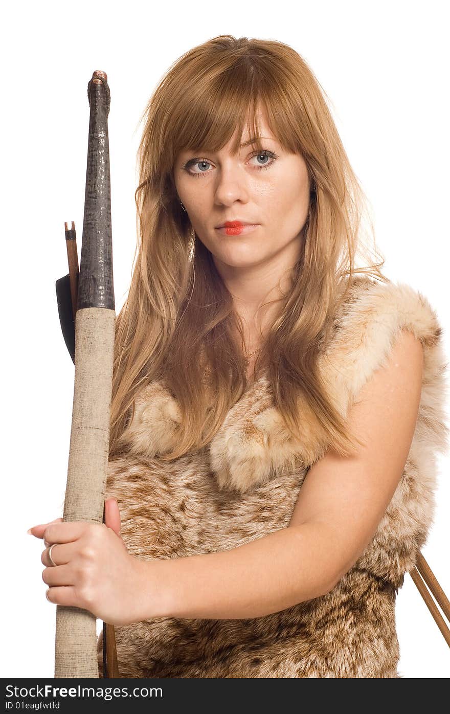 Portrait of the courageous woman with weapon. Portrait of the courageous woman with weapon