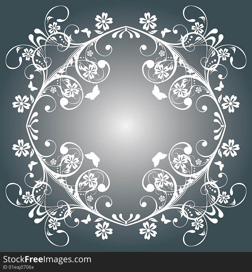 Ornament circle with butterflies (vector)