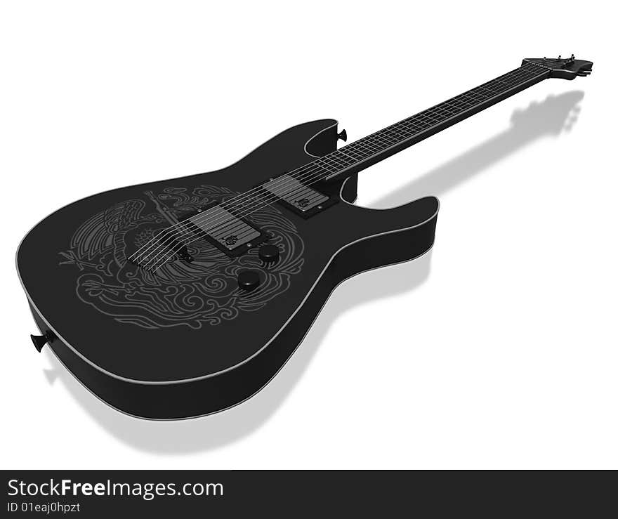 Guitar With Figure Of A Bird