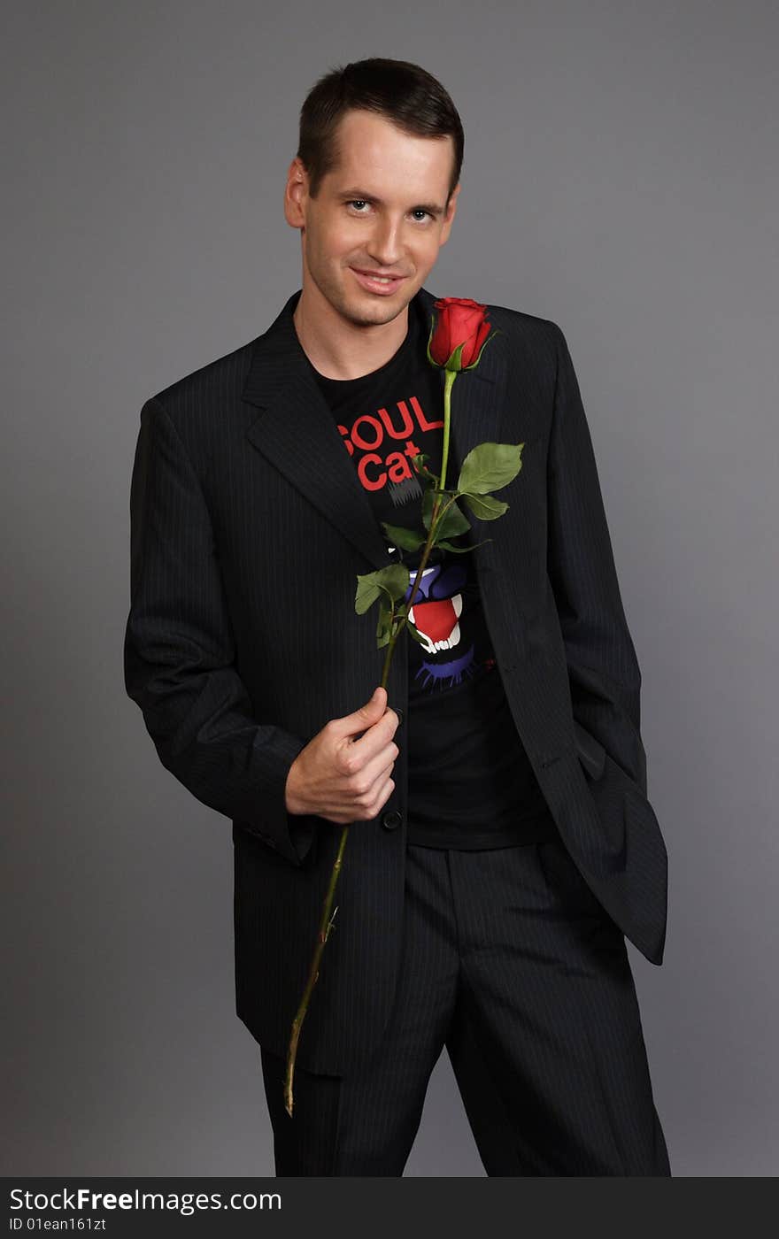 Young man on a black background. Young man on a black background