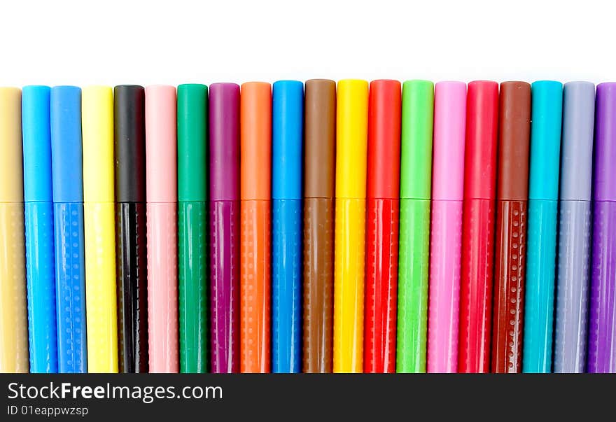 Bookmark lines with red, green, blue, black and orange colors on white background