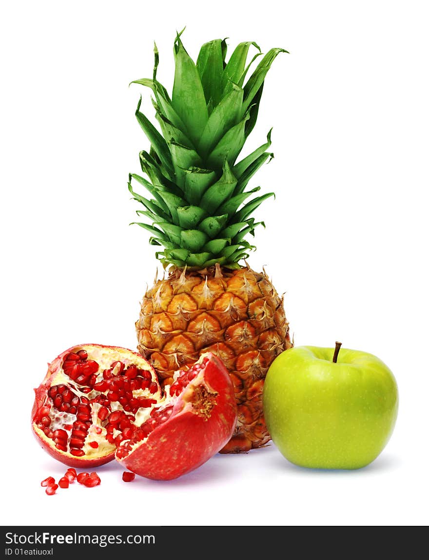 Fresh pineapple, pomegranate and apple