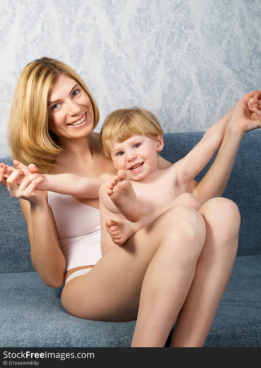 The little boy with mum of the house. The little boy with mum of the house