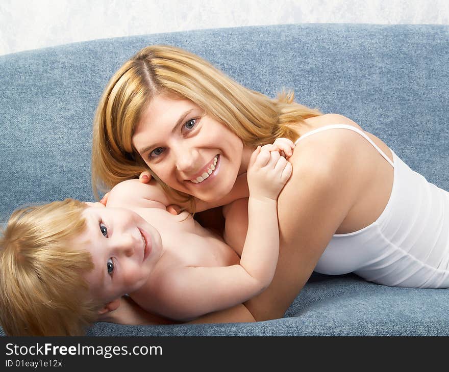 The little boy with mum of the house. The little boy with mum of the house