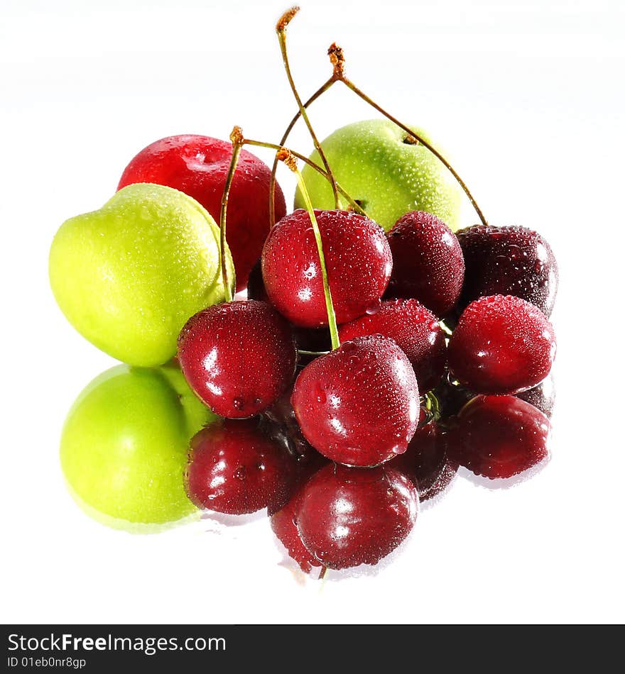 Green and Red Apples with cherries. Green and Red Apples with cherries