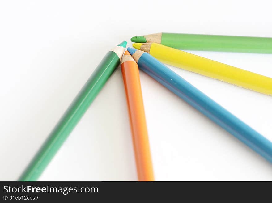 Color pencils in line background